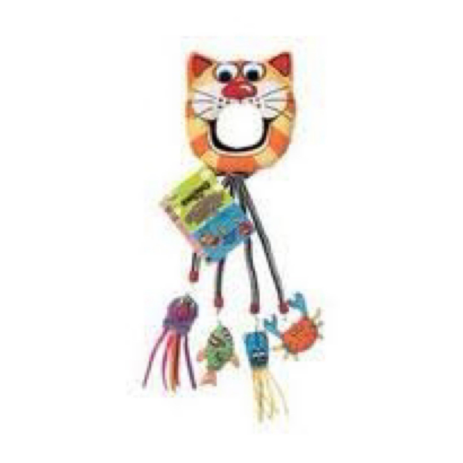 Fat Cat Catfisher Doorknob Hanger with 4 Catnip Lures 